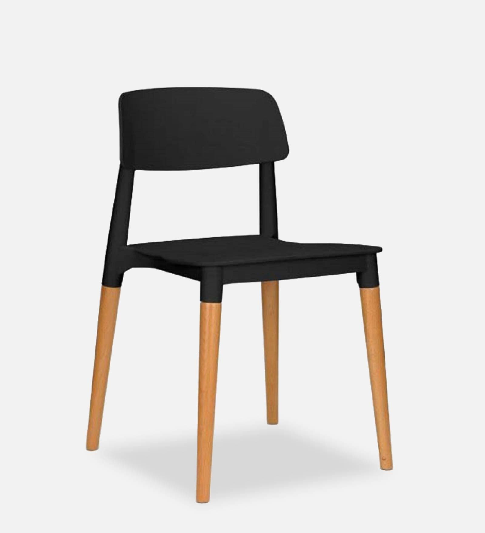 Gayle Plastic Chair in Black with Wood Legs