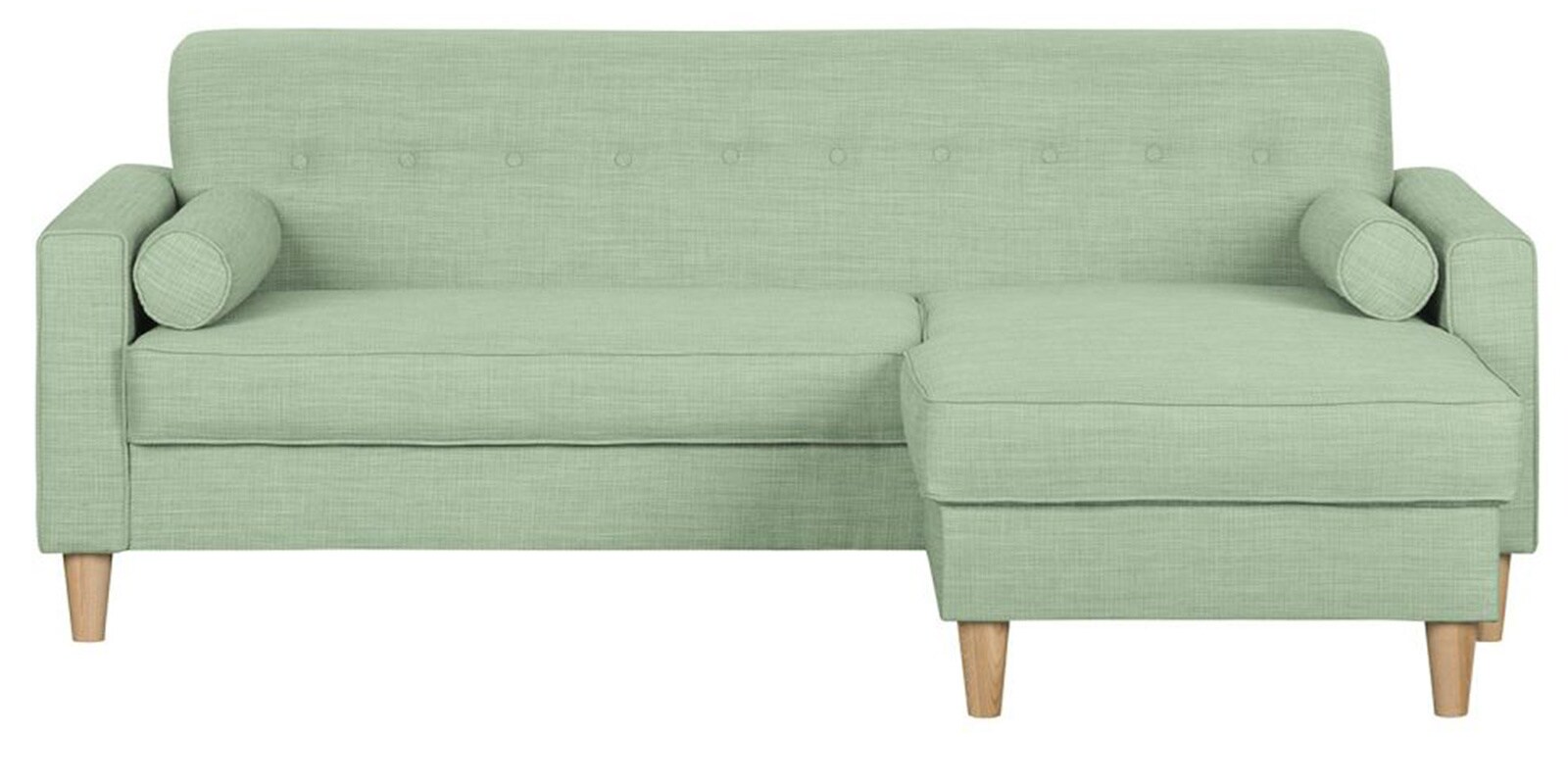 Buy Gansel L Shape Sofa in Pastel Green Colour by Madesos Online