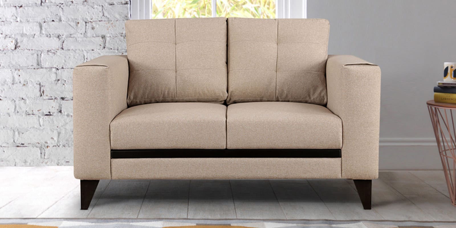 Garcia Fabric 2 Seater Sofa in Beige Colour