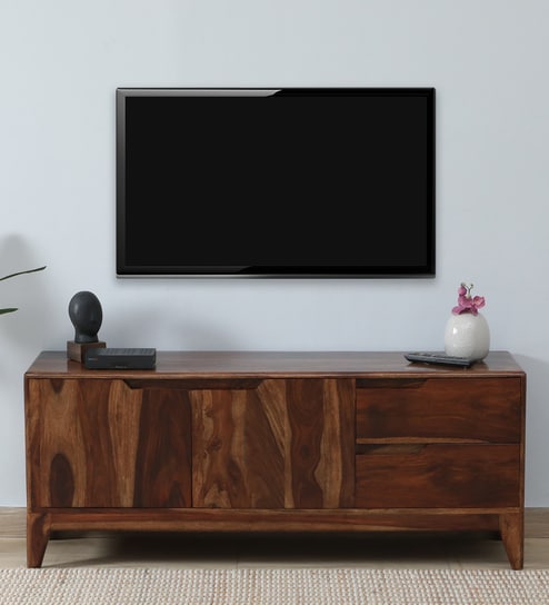 Gabriella Sheesham Wood TV Unit In Provincial Teak Finish With Drawers