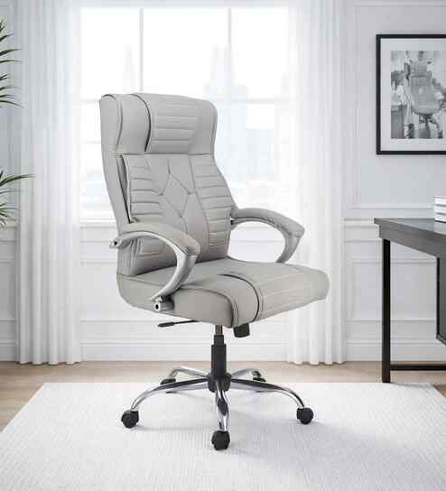 Galaxy Leatherette HB Executive Chair In Grey Colour