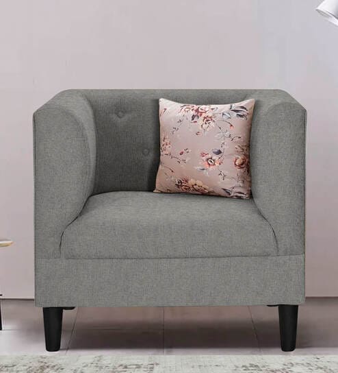 Garnet Fabric 1 Seater Sofa In Titanium Grey Colour