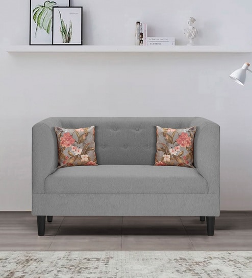 Garnet Fabric 2 Seater Sofa In Royal Grey Colour
