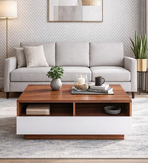 Gastelum Coffee Table In Rolex Brown Dark & Frosty White Finish