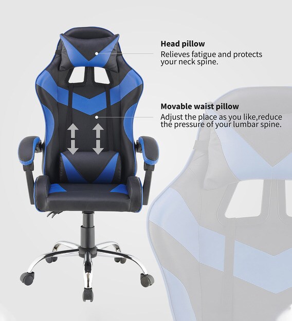 Buy Gaming Ergonomic Chair in Blue & Black Colour by Bantia Furniture
