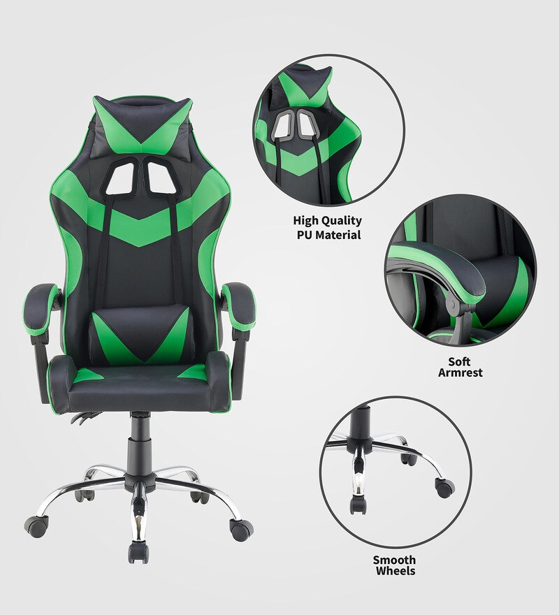 Buy Gaming Ergonomic Chair in Green & Black Colour by Bantia Furniture