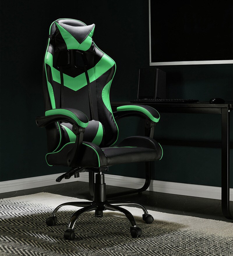 Buy Gaming Ergonomic Chair in Green & Black Colour by Bantia Furniture