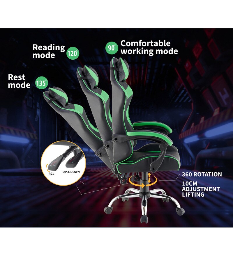 Buy Gaming Ergonomic Chair in Green & Black Colour by Bantia Furniture