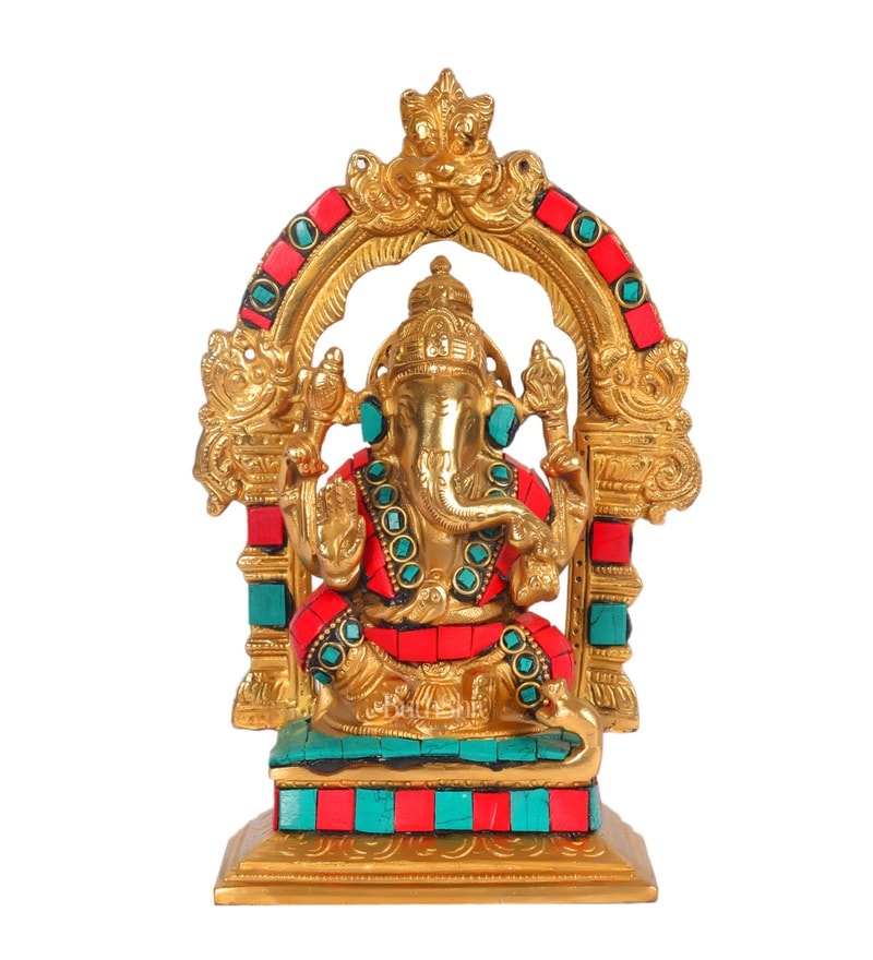 Buy Ganesha Throne Brass Religious Idol by BudhShiv Online Ganesha