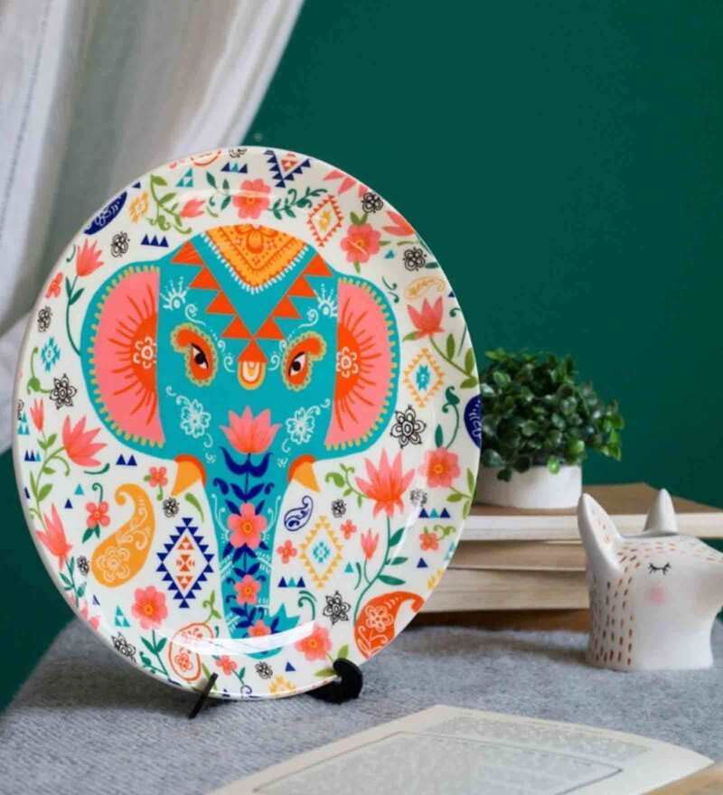 Buy Garden Elephant Bone China Wall Plate By Chumbak Online Wall