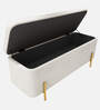 Gabriel Velvet Bench In Ivory Colour With Storage