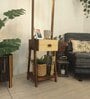 Gabrielle Wooden Shelf Floor Lamp with Jute Shade & Brown Base