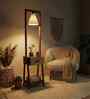 Gabrielle Wooden Shelf Floor Lamp with Jute Shade & Brown Base