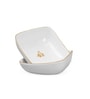 Gaj Gold rim 2 Mugs & 2 Square bowl (curved shape) Set of 4