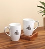Gaj Platinum rim 2 Mugs & 2 Square bowl (curved shape) Set of 4