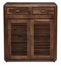Gala Solid Wood Shoe Cabinet in Rustic Teak Finish