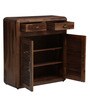 Gala Solid Wood Shoe Cabinet in Rustic Teak Finish