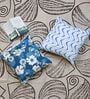Galaxy Blue Microfiber Floral 16X16 Inches Cushion Covers Set Of 5