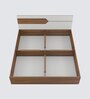 Galaxy Queen Size Bed In Exotic Teak & Frosty White Finish With Box Storage