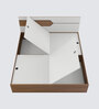 Galaxy Queen Size Bed In Exotic Teak & Frosty White Finish With Box Storage