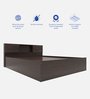 Galene King Size Bed in Wenge Finish with Headboard & Box Storage with 1 BedSide Table