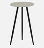 Galison Metallic End Table With Black Base & Travertine Top