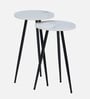 Galison Metallic End Table with Black Base & White Porcelain Top (Set of2)