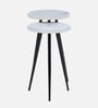 Galison Metallic End Table with Black Base & White Porcelain Top (Set of2)