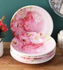Pink Round Flora High Grade Melamine Serving Quarter Plates
