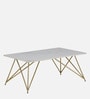 Galliano Coffee Table In White & Matte Gold Finish With Porcelain Top