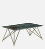 Galliano Metal Coffee Table In Matte Gold Finish With Onyx Green Porcelain Top