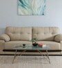 Galliano Metal Coffee Table In Matte Gold Finish With Onyx Green Porcelain Top