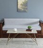 Galliano Metal Coffee Table In White & Matte Gold Finish With Travertine Top