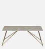 Galliano Metal Coffee Table In White & Matte Gold Finish With Travertine Top