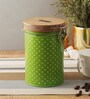 Galvanized Steel 1.13Ltr ml Green Polka Dot Container (Set of 4 )