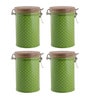 Galvanized Steel 1.13Ltr ml Green Polka Dot Container (Set of 4 )