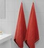 Red Solid 350 GSM Cotton Hand Towel (Set of 2)