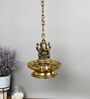 Ganesh Design Golden Brass Chain Hanging Lamp