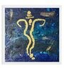 Ganesh In Festive Blues Handmade Acrylic On Unframed Canvas Painting