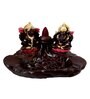 Ganesh & Laxmi Idol Resin Incense Burner (Black)