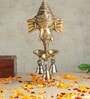 Golden Ganesha Brass Wall Decor with Hanging Diyas and Bells