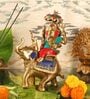 Ganesha On Elephant Brass Religious Idol