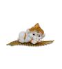 Ganesha On Leaf White & Gold Polyresin Religious Idols