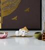 Ganesha On Leaf White & Gold Polyresin Religious Idols