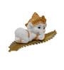 Ganesha On Leaf White & Gold Polyresin Religious Idols