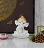 Ganesha On Lotus White & Gold Polyresin Religious Idols