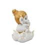 Ganesha On Lotus White & Gold Polyresin Religious Idols