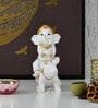 Ganesha On Mouse White & Gold Polyresin Religious Idols
