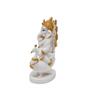 Ganesha On Peocock White & Gold Polyresin Religious Idols