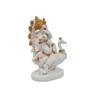 Ganesha On Peocock White & Gold Polyresin Religious Idols